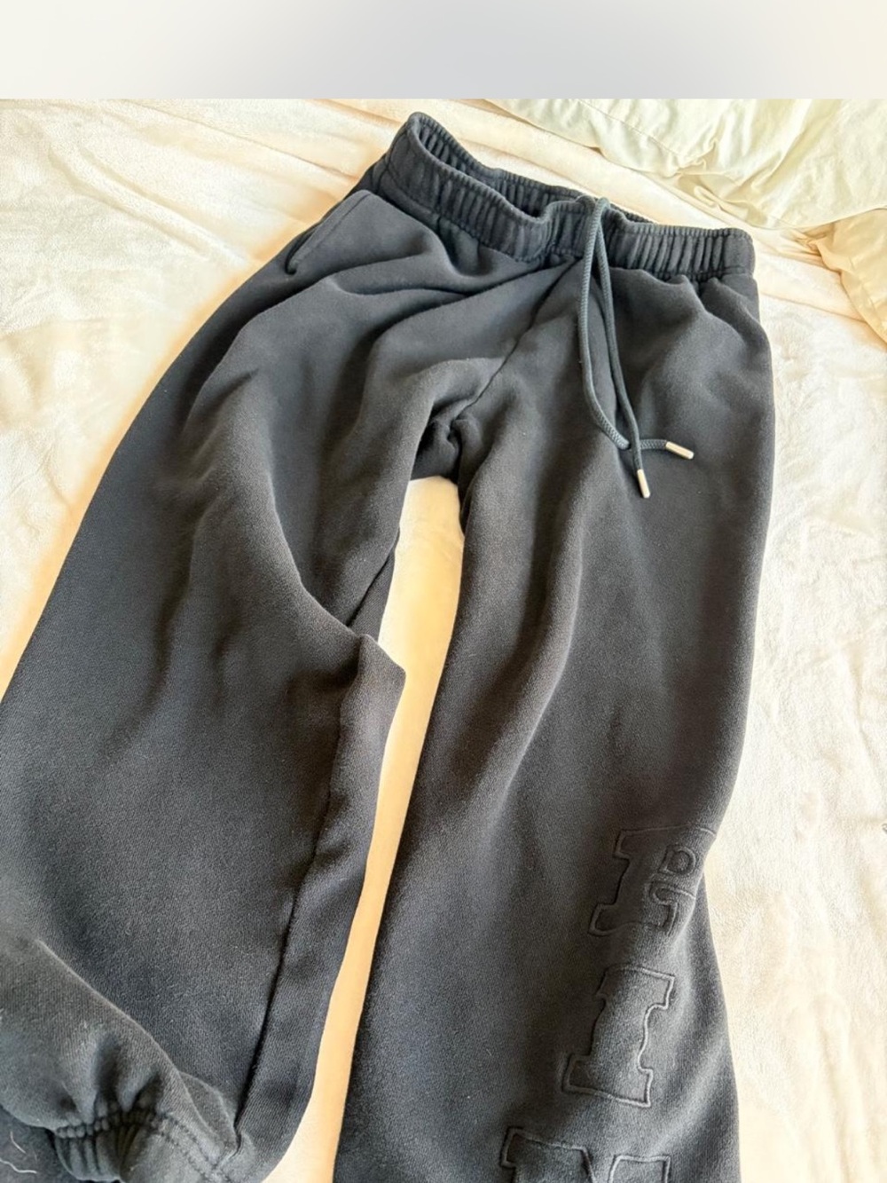 PINK Victoria's Secret Black Fleece Joggers with Drawstring